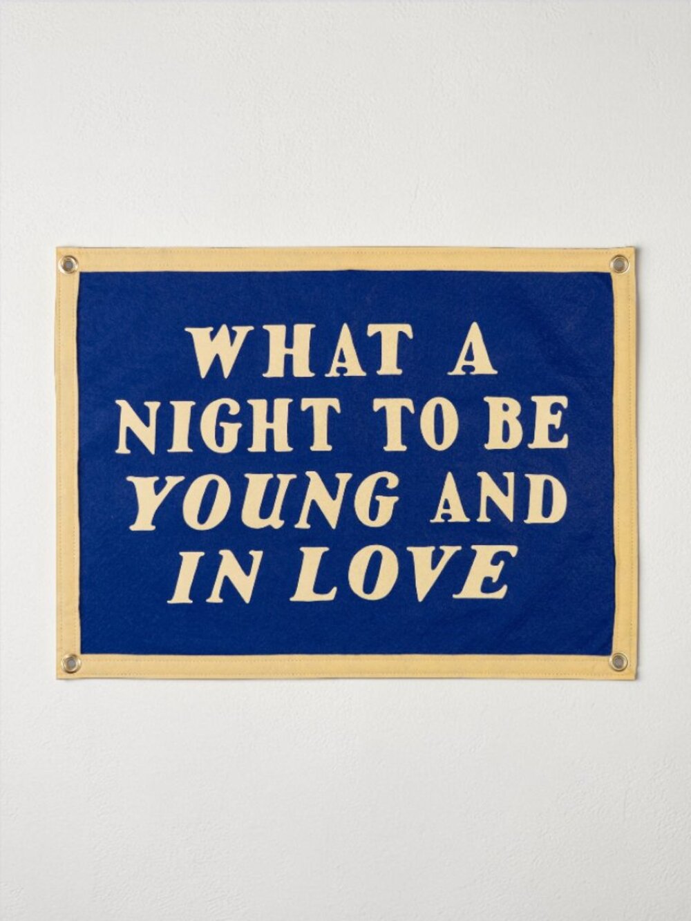 Oxford Pennant "What a Night to Be Young and in Love" Wool Felt Banner NWT